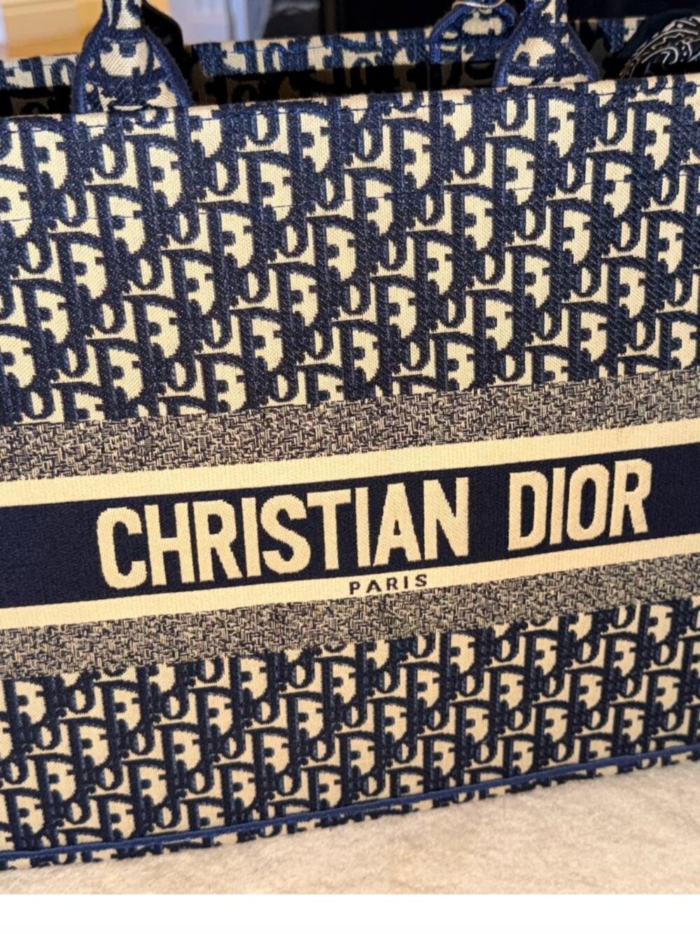 Christian Dior Medium Book Tote Style Bag + Matching Pouch + Dust Bag | Blue - Picture 3 of 11